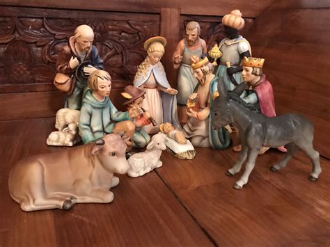 The figures of this beautiful nativity scene are approx. . Hummel nativity set